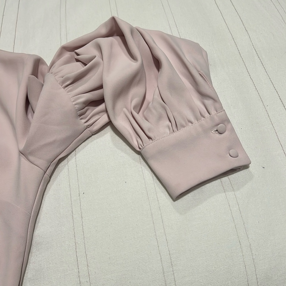 Rachel Parcell Dusty Pink Midi Dress Gathered Lantern Sleeves XS - Picture 6 of 13